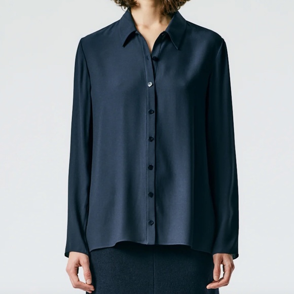 Feather Weight Eco Crepe Slim Shirt Midnight Navy, 8 - Picture 2 of 8